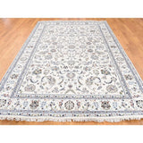 Shahbanu Rugs Wool and Silk 300 Kpsi Ivory Nain Hand-Knotted Oriental Rug - 6'0" x 9'4"