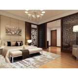 Shahbanu Rugs Yellow Abstract Design Silk with Textured Wool Hand Knotted Oriental Rug (8'0" x 9'10") - 8'0" x 9'10"