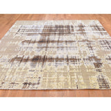Shahbanu Rugs Yellow Abstract Design Silk with Textured Wool Hand Knotted Oriental Rug (8'0" x 9'10") - 8'0" x 9'10"