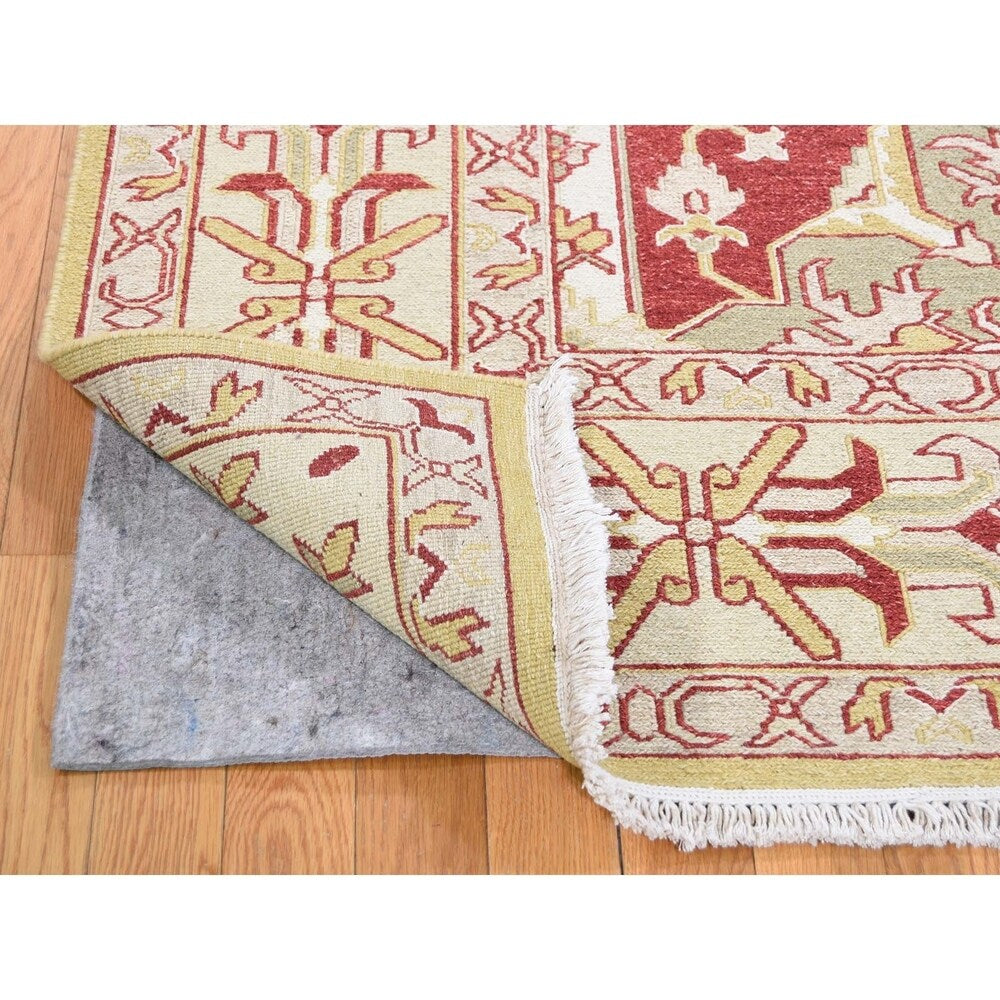 Shahbanu Rugs Yellow Soumak with Oushak Design Flat Weave Hand Woven Rug (8'0" x 9'10") - 8'0" x 9'10"