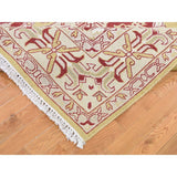 Shahbanu Rugs Yellow Soumak with Oushak Design Flat Weave Hand Woven Rug (8'0" x 9'10") - 8'0" x 9'10"