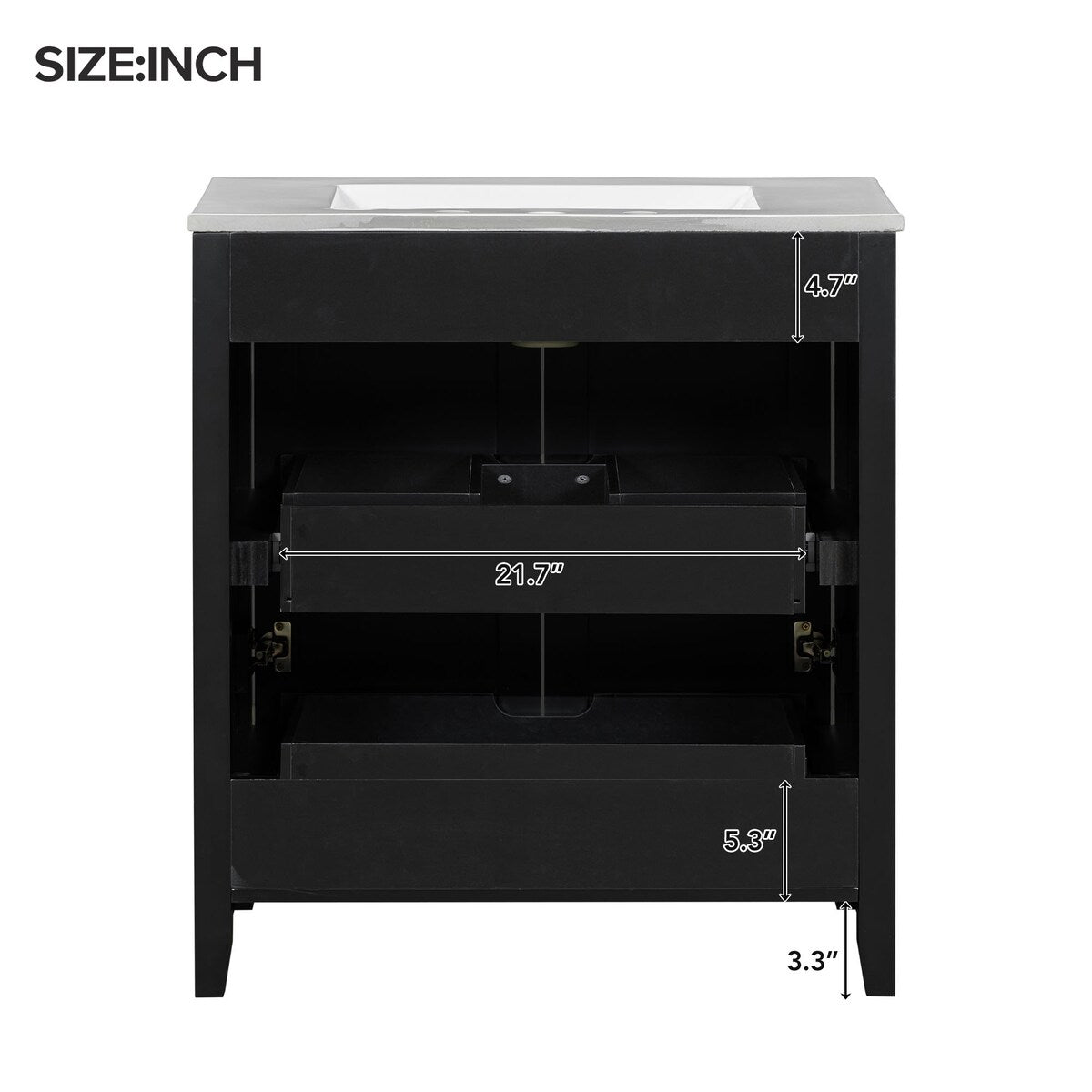 Shaker Style Bathroom Vanity with Sink Vanities, 2 Doors and 2 Drawers