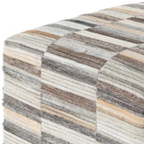 Shakir Hair on Hide Patchwork Striped Cube Ottoman