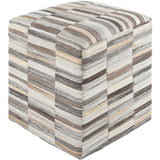 Shakir Hair on Hide Patchwork Striped Cube Ottoman