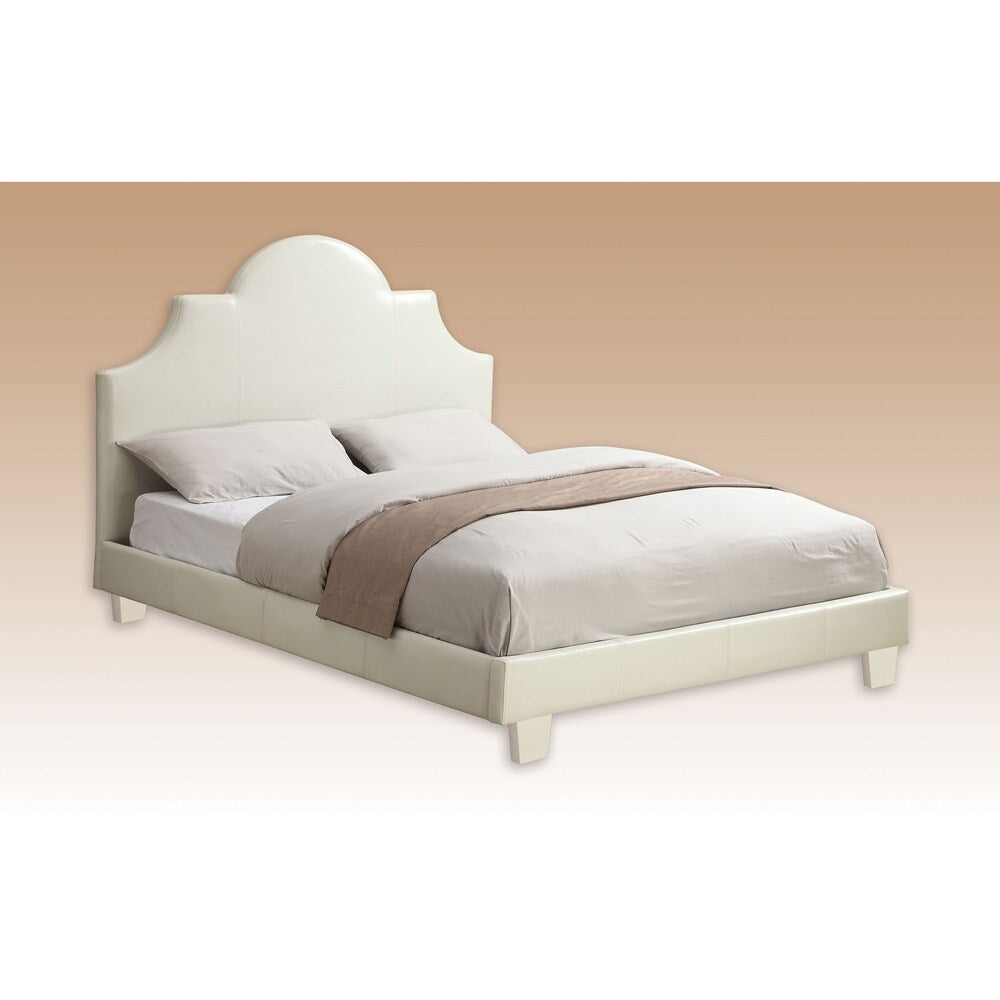 Furniture of America Veer Modern White Leatherette Crown Platform Bed