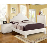 Furniture of America Veer Modern White Leatherette Crown Platform Bed