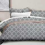 Shatex 2 Pieces Gray Geometric Microfiber Twin Comforter Set