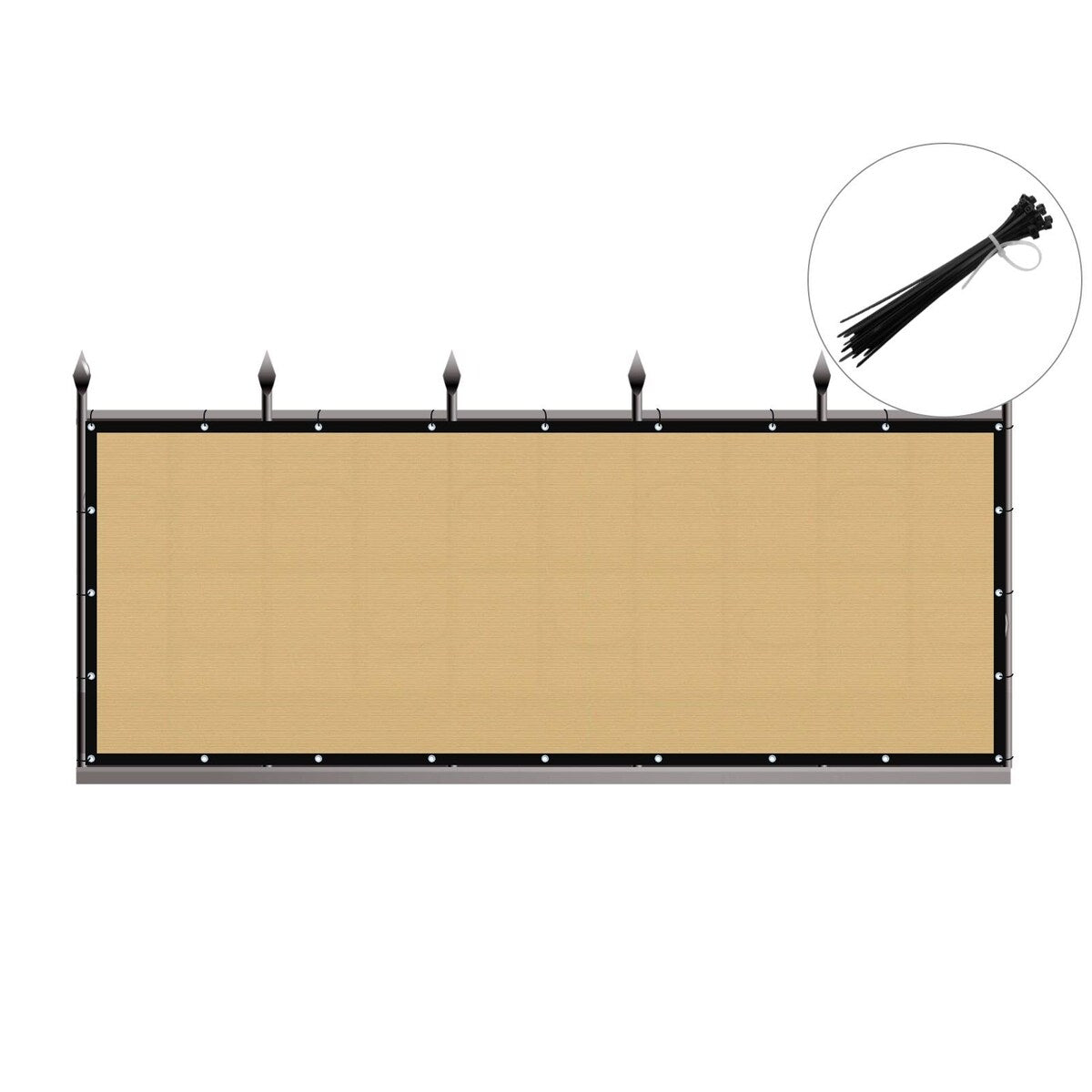Shatex Privacy Fence Screen Heavy-Duty 90% Blockage Shade Cover Fencing Net, 4 x 25 ft., Beige