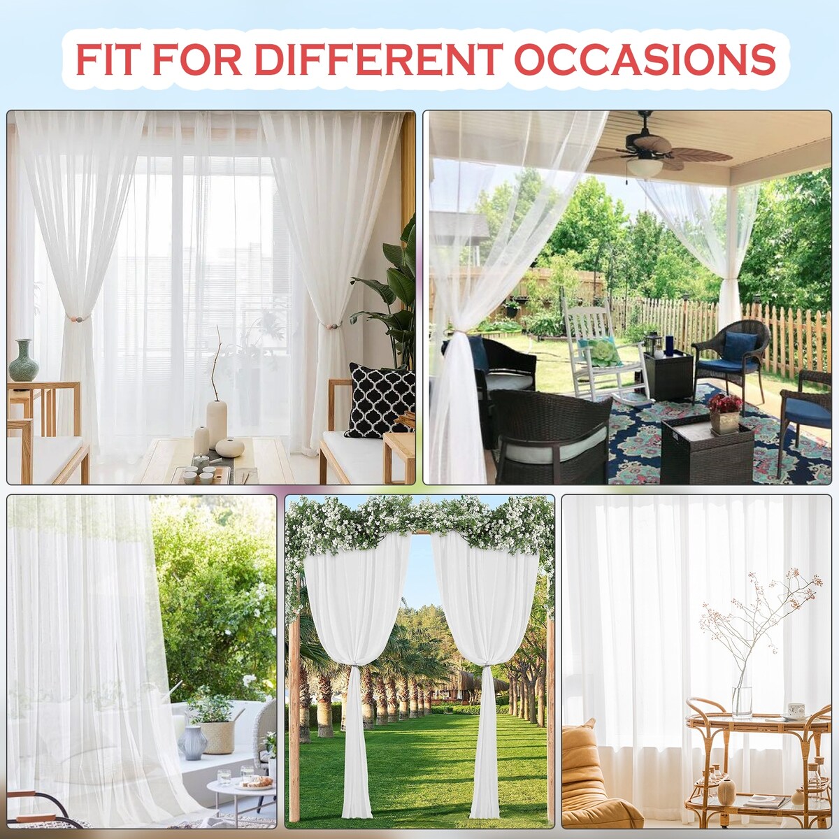Shatex sheer curtains Outdoor Mosquito Netting Curtain 63x84 White
