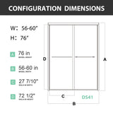 Shatterproof Laminated Glass Double Sliding Shower Door(Clear Glass)