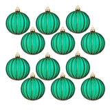 Shatterproof Rib Ball 4.75-inch Green Ornament (Set of 12)