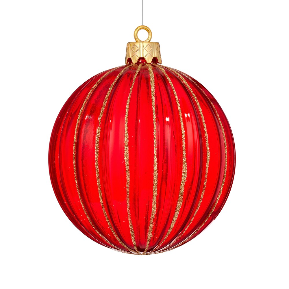 Shatterproof Rib Ball 4.75-inch Red Ornament
