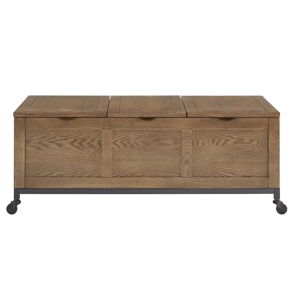 Shay Rectangular Storage Coffee Table with Removeable Tray and Caster Wheels by iNSPIRE Q Artisan
