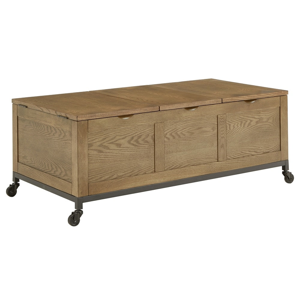 Shay Rectangular Storage Coffee Table with Removeable Tray and Caster Wheels by iNSPIRE Q Artisan