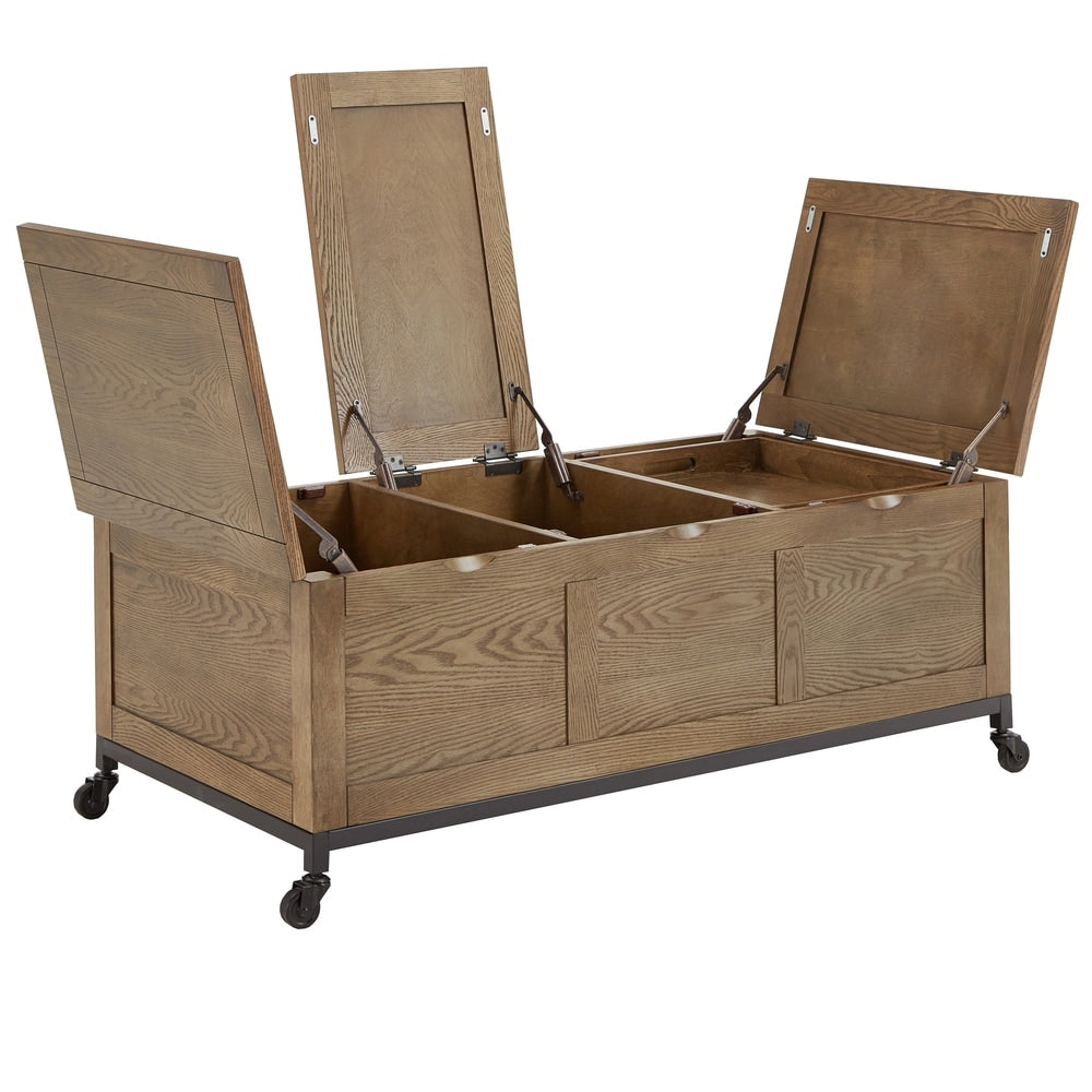 Shay Rectangular Storage Coffee Table with Removeable Tray and Caster Wheels by iNSPIRE Q Artisan