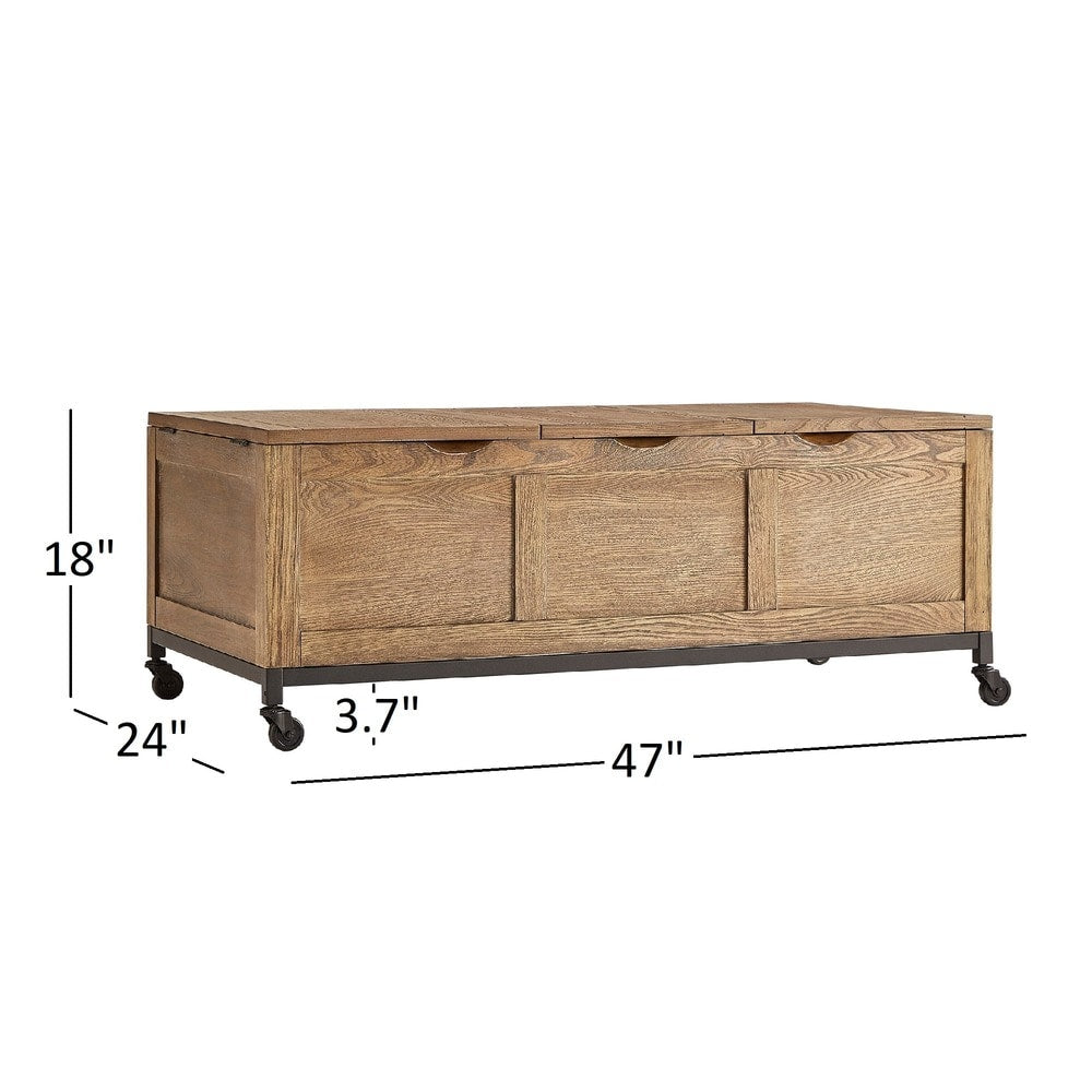 Shay Rectangular Storage Coffee Table with Removeable Tray and Caster Wheels by iNSPIRE Q Artisan