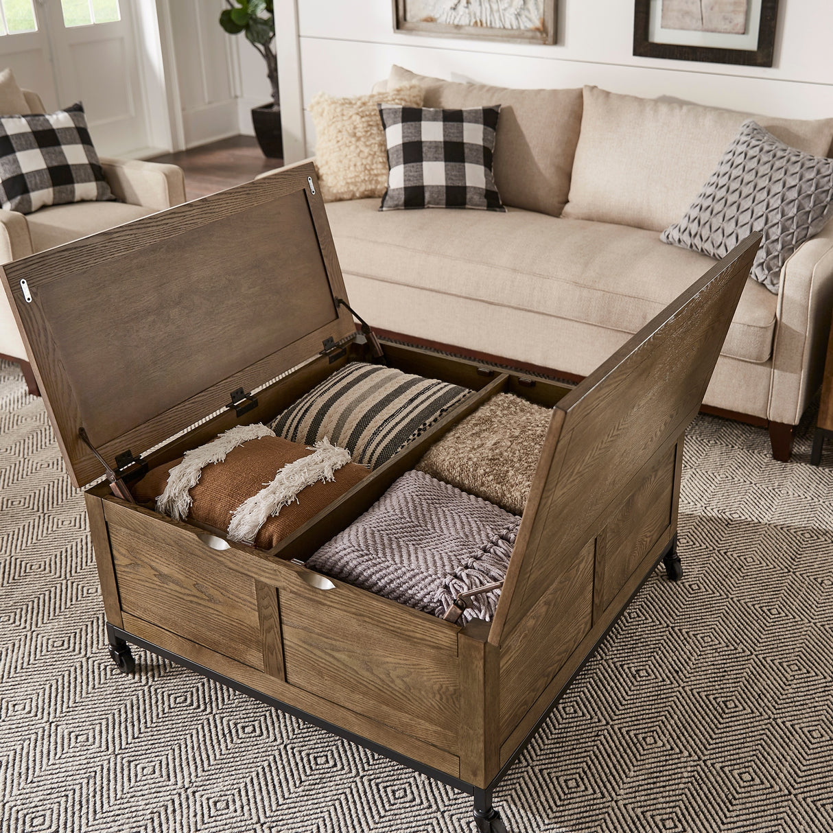 Shay Square Storage Trunk Coffee Table with Caster Wheels by iNSPIRE Q Artisan