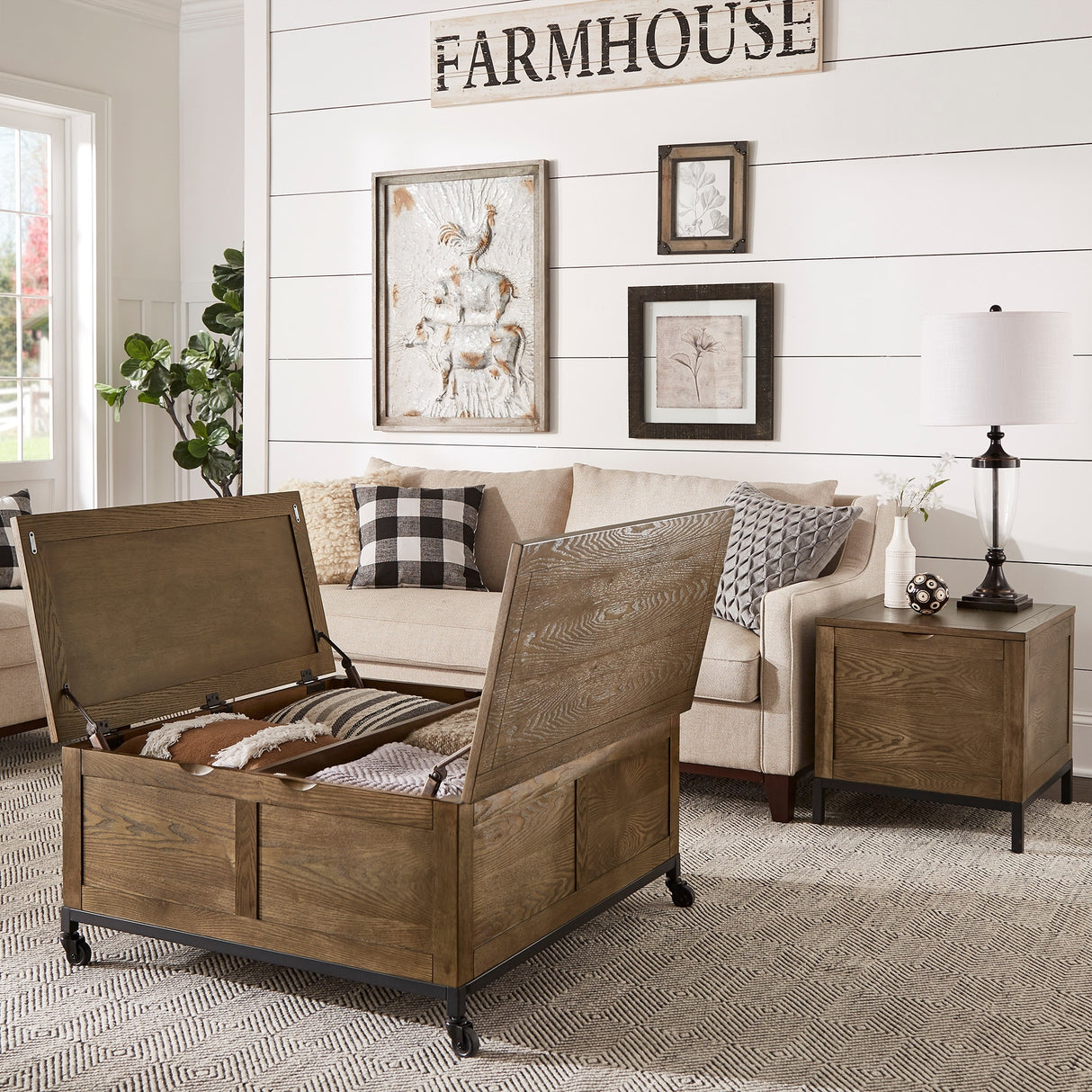 Shay Square Storage Trunk Coffee Table with Caster Wheels by iNSPIRE Q Artisan