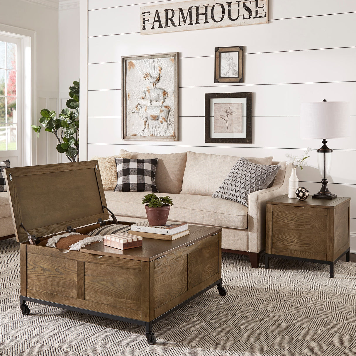 Shay Square Storage Trunk Coffee Table with Caster Wheels by iNSPIRE Q Artisan
