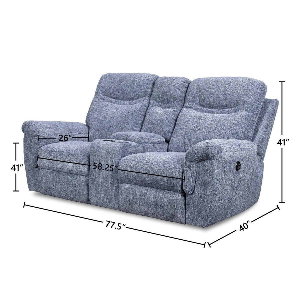 Sheffield Modern Plush Dual Recliner Loveseat, Powered, by New Classic Furniture