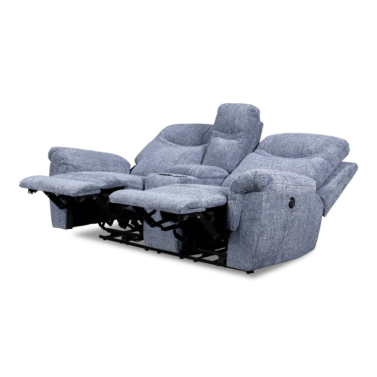 Sheffield Modern Plush Dual Recliner Loveseat, Powered, by New Classic Furniture
