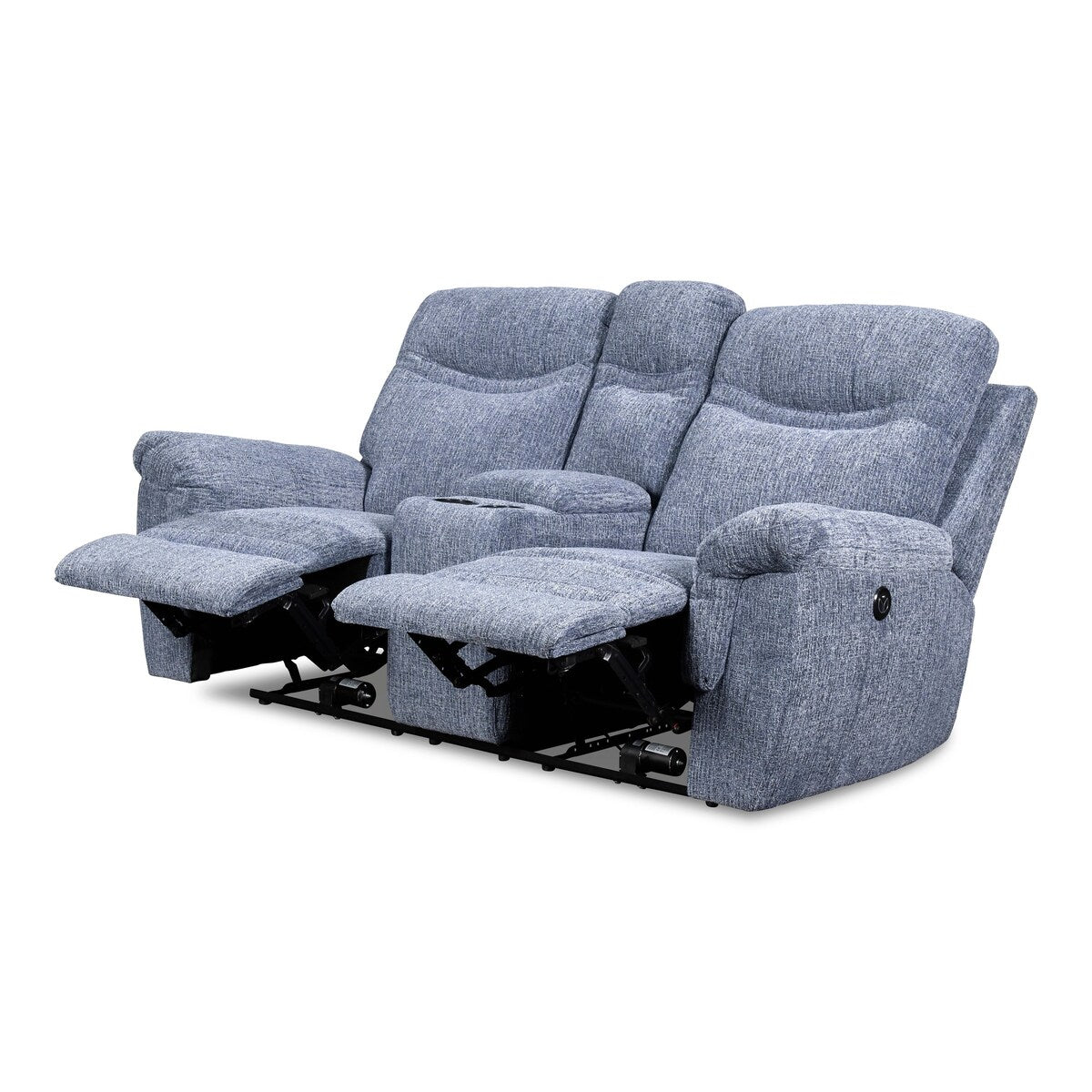 Sheffield Modern Plush Dual Recliner Loveseat, Powered, by New Classic Furniture