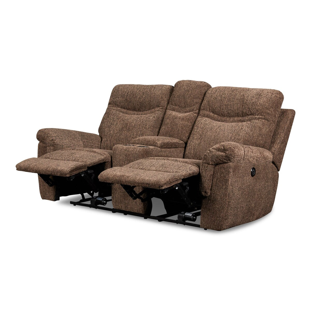 Sheffield Modern Plush Dual Recliner Loveseat, Powered, by New Classic Furniture