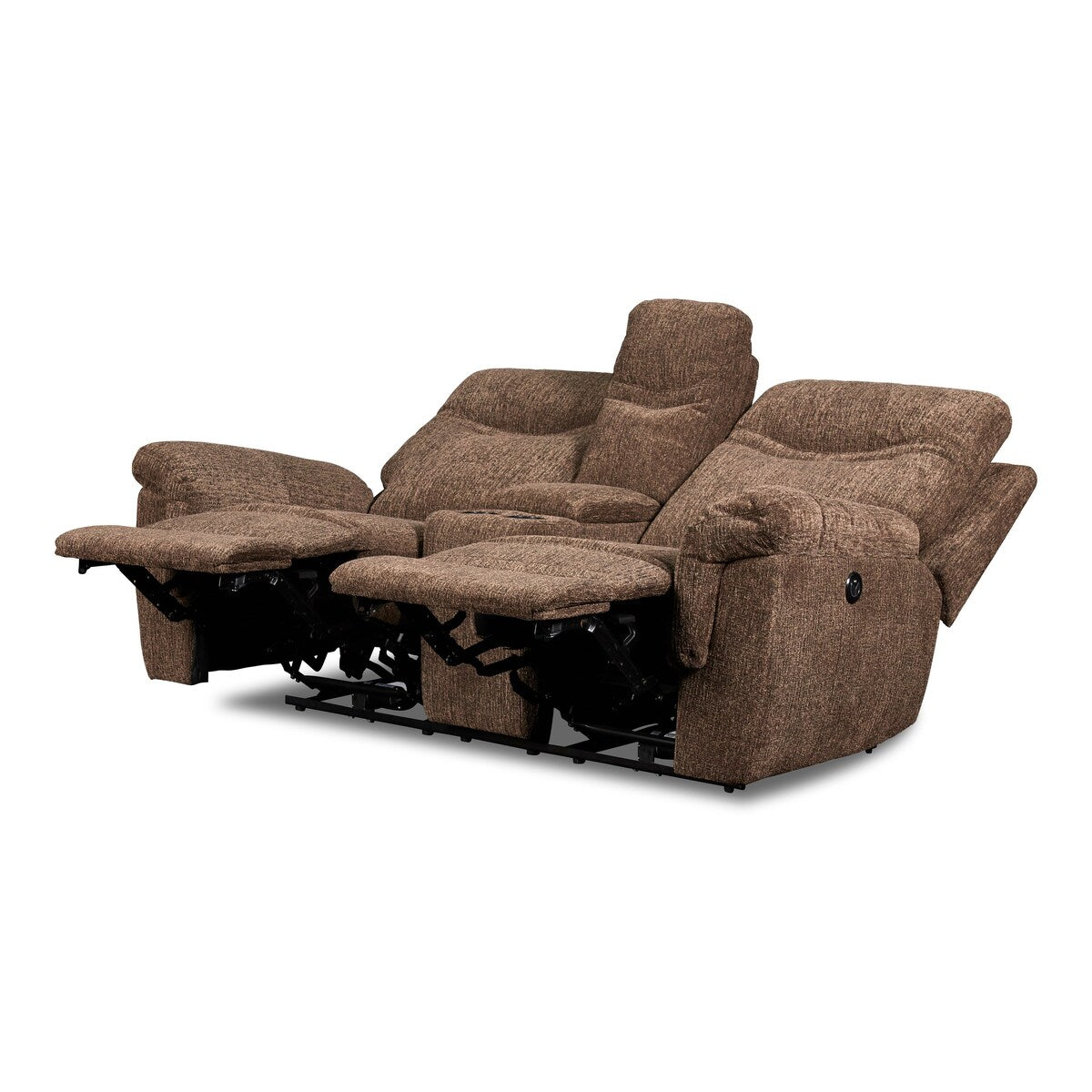 Sheffield Modern Plush Dual Recliner Loveseat, Powered, by New Classic Furniture