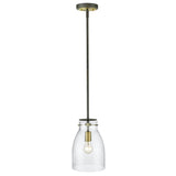Shelby 1-light Oil Rubbed Bronze/ Antique Brass Pendant w/ Clear Seedy Glass