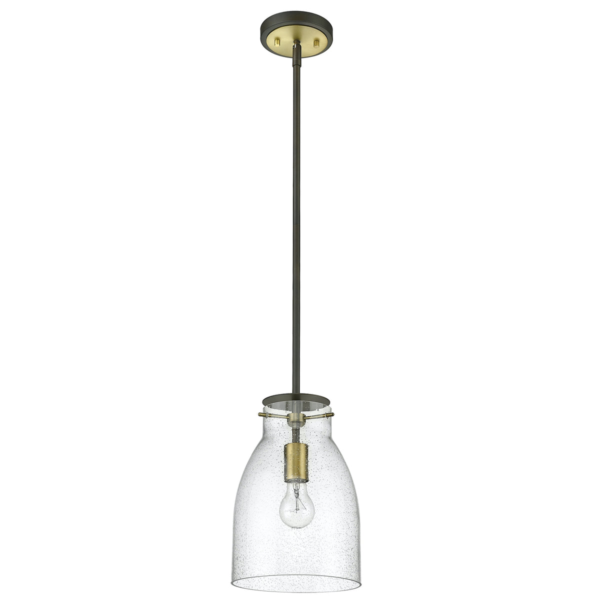 Shelby 1-light Oil Rubbed Bronze/ Antique Brass Pendant w/ Clear Seedy Glass