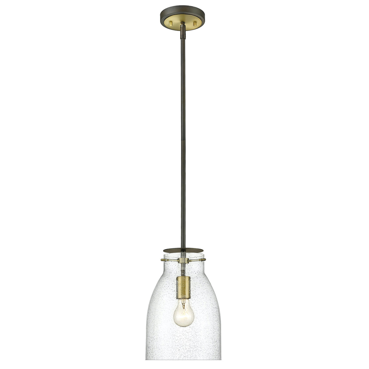 Shelby 1-light Oil Rubbed Bronze/ Antique Brass Pendant w/ Clear Seedy Glass