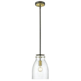 Shelby 1-light Oil Rubbed Bronze/ Antique Brass Pendant w/ Clear Seedy Glass
