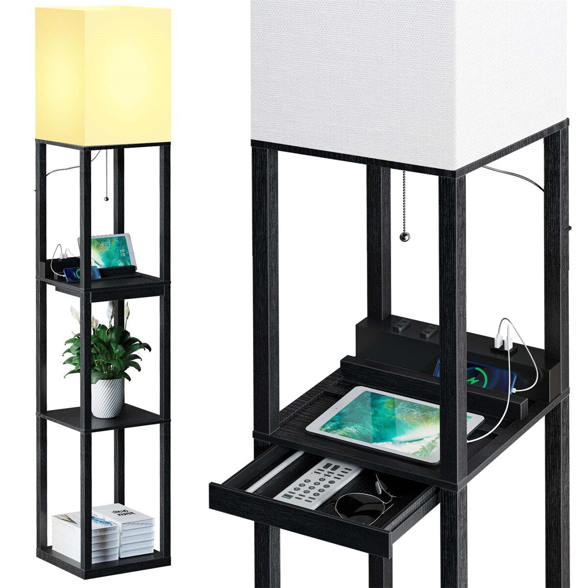 Shelf Floor Lamp With USB Port