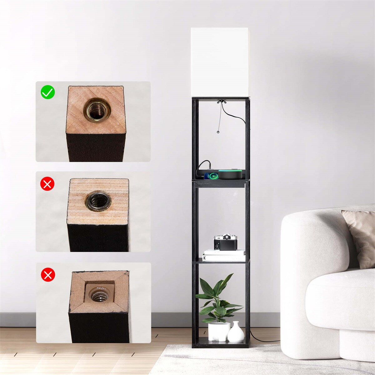 Shelf Floor Lamp With USB Port