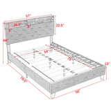 Shelf Upholstered Headboard, Platform Bed with Outlet & USB Ports