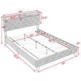 Shelf Upholstered Headboard, Platform Bed with Outlet & USB Ports