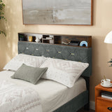 Shelf Upholstered Headboard, Platform Bed with Outlet & USB Ports