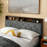 Shelf Upholstered Headboard, Platform Bed with Outlet & USB Ports