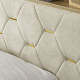 Shelf Upholstered Headboard, Platform Bed with Outlet & USB Ports