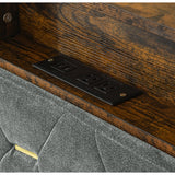 Shelf Upholstered Headboard, Platform Bed with Outlet & USB Ports