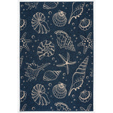 Shells Navy Beige Transitional Design Indoor/Outdoor Area Rug - 7'10" X 10'2"