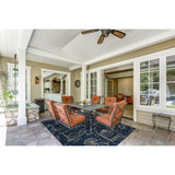 Shells Navy Beige Transitional Design Indoor/Outdoor Area Rug - 7'10" X 10'2"