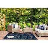 Shells Navy Beige Transitional Design Indoor/Outdoor Area Rug - 7'10" X 10'2"