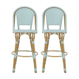 Shelton Wicker and Aluminum Outdoor 29.5 Inch Barstools by Christopher Knight Home -Set of 2