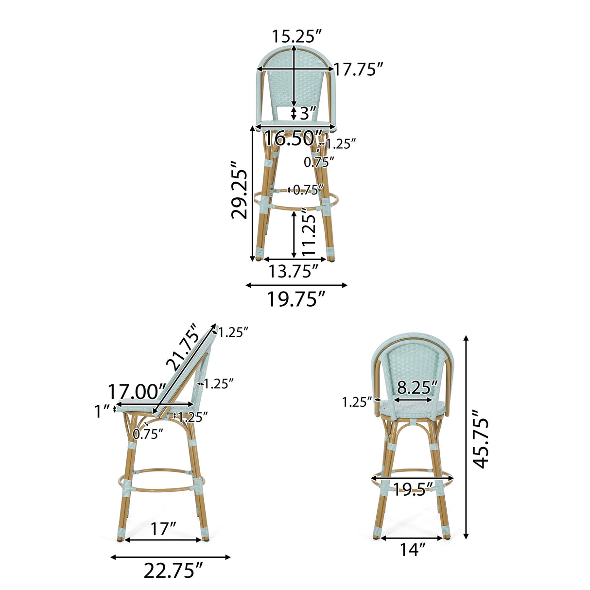 Shelton Wicker and Aluminum Outdoor 29.5 Inch Barstools by Christopher Knight Home -Set of 2