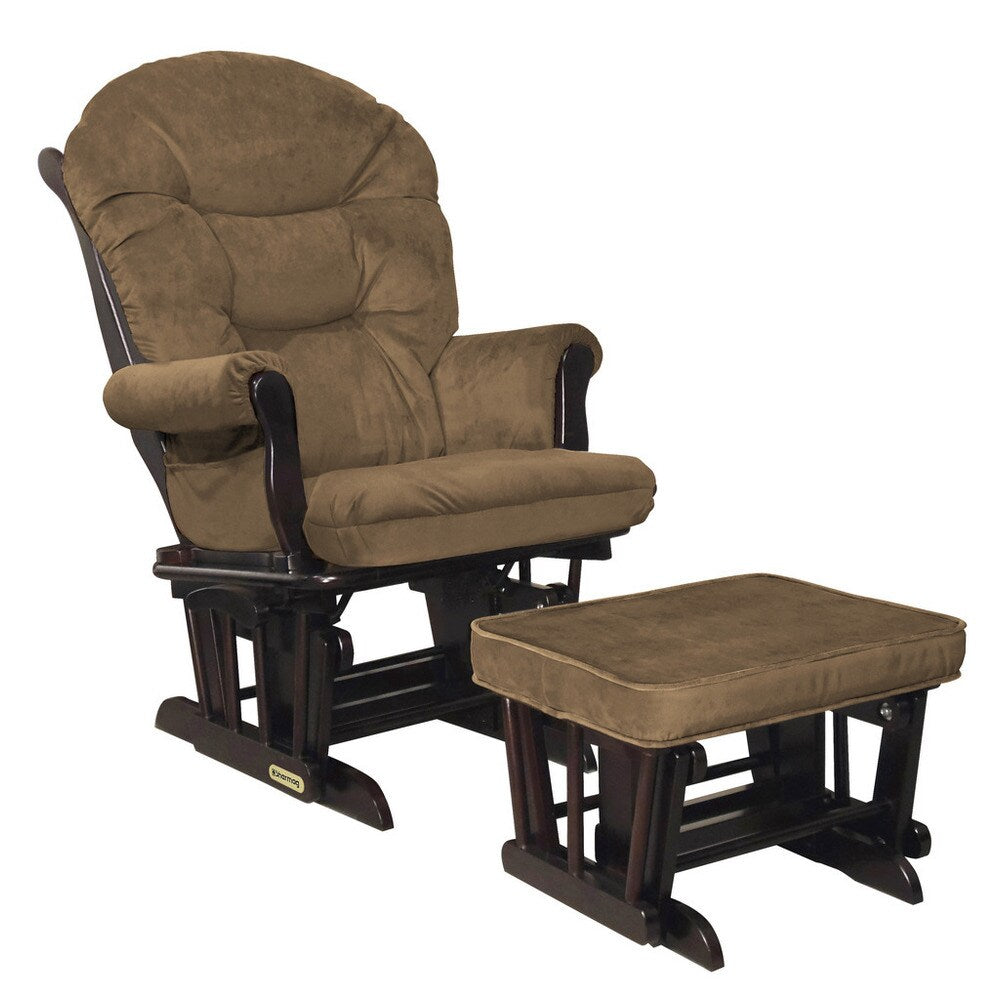 Shermag Black Walnut/ Bella Coffee-Chocolate Glider Combo With Lock Mechanism