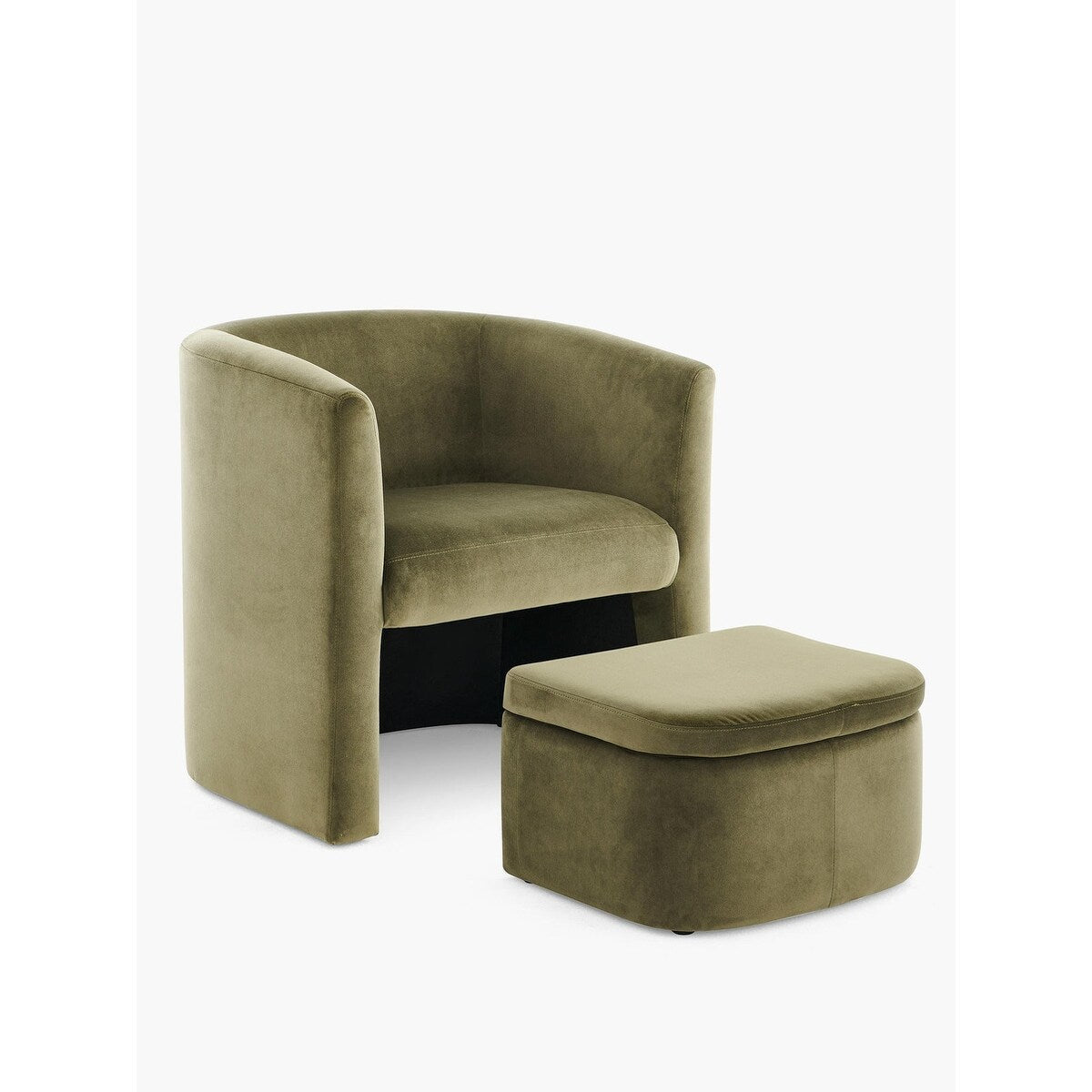 Sherpa Barrel Chair Accent Chair with Storage Ottoman Set