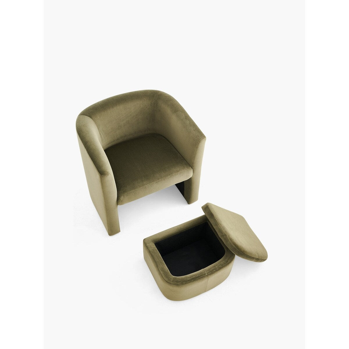 Sherpa Barrel Chair Accent Chair with Storage Ottoman Set
