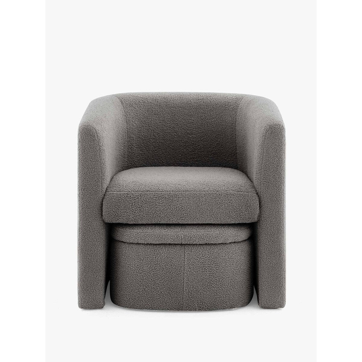 Sherpa Barrel Chair Accent Chair with Storage Ottoman Set