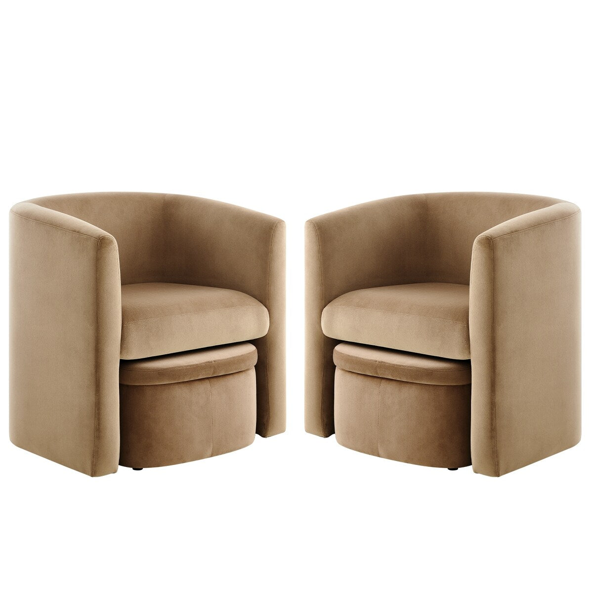 Sherpa Barrel Chair Accent Chair with Storage Ottoman Set